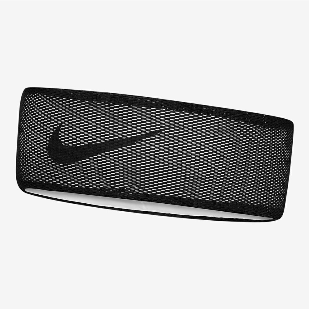 Nike Fury Mesh Headband Black White Swoosh Elastic Dri-Fit Gym Training Yoga New